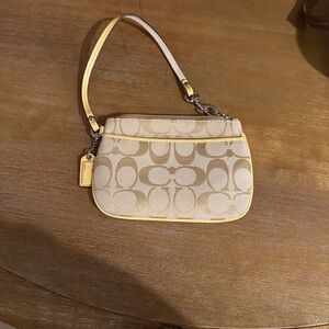 Coach Cream Signature Wristlet